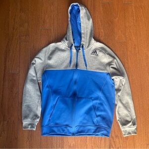 Adidas Men’s Colorblock Blue Gray Hooded Track Jacket Size Medium Climawarm